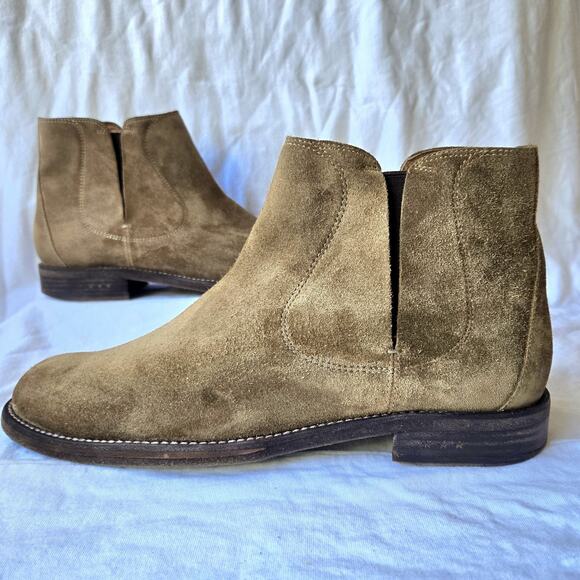 John Varvatos Waverly Men's Suede Slip On Chelsea Ankle Boots Brown Size 9.5 M - Picture 1 of 9